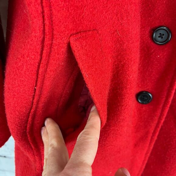 J. Crew Women's Red Boiled Wool Overcoat Size 4 Long Sleeve Casual - Picture 7 of 9